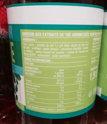 Lista de ingredientes del producto The vert saveur menthe Monoprix 1.5l