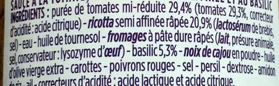 Lista de ingredientes del producto Tomate, Ricotta, Basilic Monoprix Gourmet, Monoprix 190 g