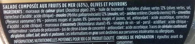 Lista de ingredientes del producto Salade de la mer aux olives vertes Monoprix Gourmet, Monoprix 120 g