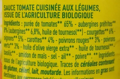 Lista de ingredientes del producto Sauce 5 légumes Monoprix, Monoprix Bio 200 g