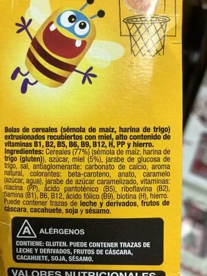 Lista de ingredientes del producto Bolas de maíz con miel Harrisons 400g