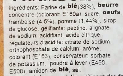 Lista de ingredientes del producto Gâteau Breton Framboise Biscuit d'Ys 400 g