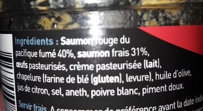 Lista de ingredientes del producto Rillettes saumon rouge du Pacifique  