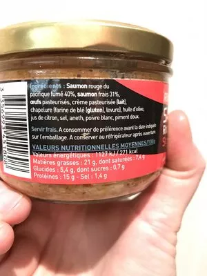 Lista de ingredientes del producto Rillettes saumon rouge du pacific Le Fumet Des Dombes 