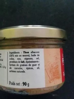 Lista de ingredientes del producto Rillettes de thon  