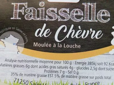 Lista de ingredientes del producto Faisselle de chèvre moulée à la louche  4 x 100g