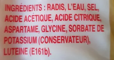 Lista de ingredientes del producto Radis en saumure en tranches  350 g