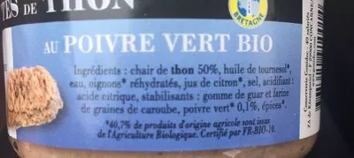 Lista de ingredientes del producto Rillette de thon Jacques Gonidec 