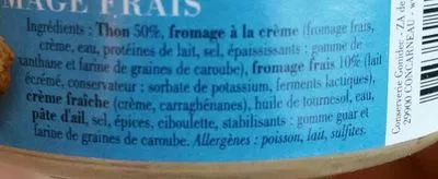 Lista de ingredientes del producto Rillettes de thon Jacques Gonidec 