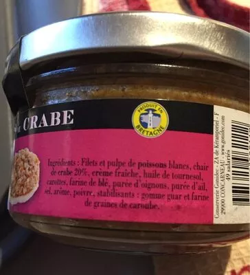 Lista de ingredientes del producto Rillettes au crabe Jacques Gonidec 