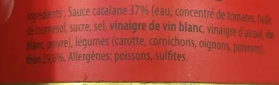 Lista de ingredientes del producto Thon à la Catalane Les Mouettes d'Arvor 135 g