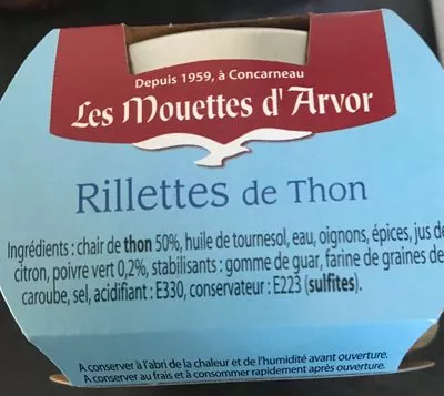 Lista de ingredientes del producto Rillettes de thon Les Mouettes d'Arvor 