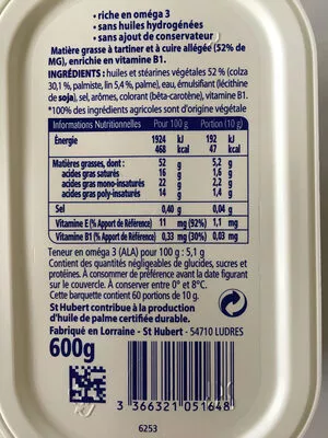 Lista de ingredientes del producto St Hubert Oméga 3 St Hubert 600 g