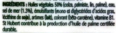 Lista de ingredientes del producto St Hubert Oméga 3 demi-sel St Hubert 510 g