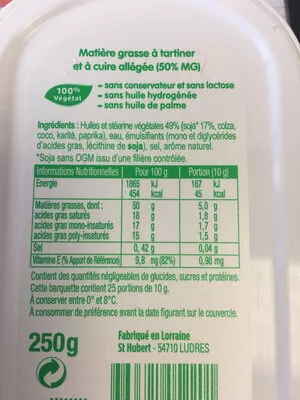 Lista de ingredientes del producto St Hubert Soja doux St Hubert 250 g