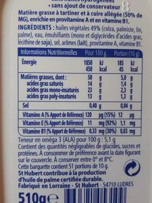 Lista de ingredientes del producto Omega 3 St Hubert 510 g e