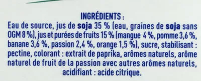 Lista de ingredientes del producto Les Petits Plaisirs Soja Multifruit St Hubert 75 cl e