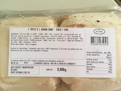 Lista de ingredientes del producto Tarte oignon  