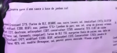 Lista de ingredientes del producto Croissant au jambon  