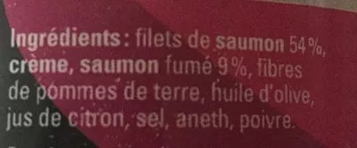 Lista de ingredientes del producto Rilette de saumon a l'aneth Maison Malartre 