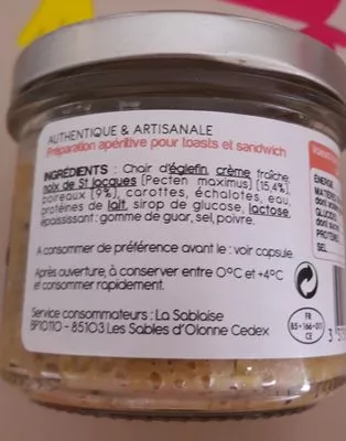 Lista de ingredientes del producto Rilletes St-Jacques poireaux, 90g La Sablaise 90 g