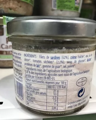 Lista de ingredientes del producto Rillette De Sardine a La Tomate La sablaise 