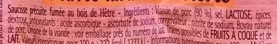 Lista de ingredientes del producto Diots de Savoie fumé au bois de hêtre Galibier 340 g