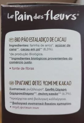 Lista de ingredientes del producto Pan crujiente cacao Le Pain des Fleurs 