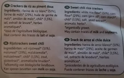 Lista de ingredientes del producto Crackers de riz Ma vie sans gluten 