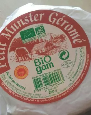 Lista de ingredientes del producto Petit Munster Géromé Bio Gam 200g