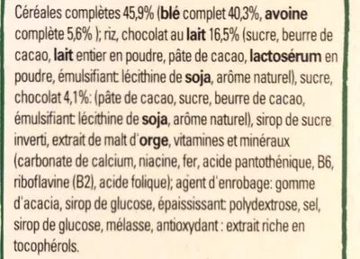 Lista de ingredientes del producto Fitness chocolate con leche Nestlé 375 g