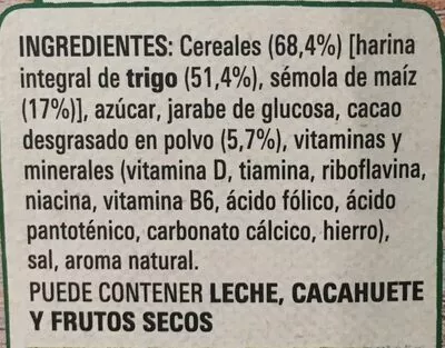 Lista de ingredientes del producto Cereales Nesquik Nestlé 