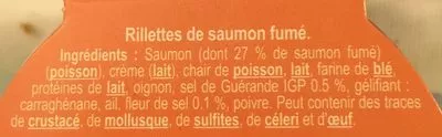 Lista de ingredientes del producto Rillettes de saumon fumé Ty gwenn, Ty-Gwenn 90 g