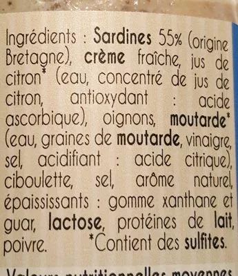 Lista de ingredientes del producto Rillettes de sardines le père Eugène 170g