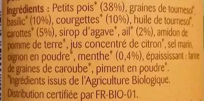 Lista de ingredientes del producto Tartinade de légumes Petits Pois Basilic Bonneterre 135 g