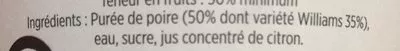 Lista de ingredientes del producto Nector Poire & Williams Pressoirs de Provence 75 cl