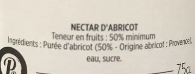 Lista de ingredientes del producto Nectar abricot de provence Pressoird De Provence 