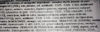 Lista de ingredientes del producto Cervelas en Vinaigrette Monoprix 200 g