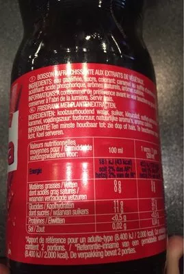 Lista de ingredientes del producto Cola  