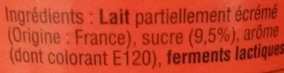 Lista de ingredientes del producto Yaourt à boire sucré et aromatisé saveur fraise Auchan 