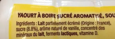 Lista de ingredientes del producto Yaourt a boire Aucun 