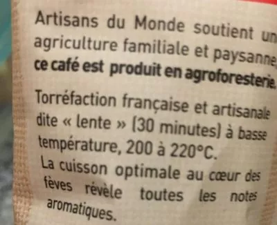 Lista de ingredientes del producto Café Manoubé pur arabica moulu Artisans du Monde 250 g