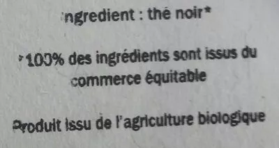 Lista de ingredientes del producto Thé noir d'Assam Artisans du Monde 100 g