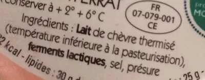 Lista de ingredientes del producto Cremeux de chevre - le Gourgandin Beaudé 150 g