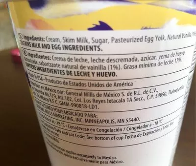 Lista de ingredientes del producto Häagen-dazs vanilla Häagen-Dazs 473 ml