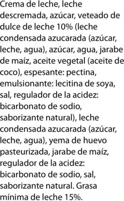 Lista de ingredientes del producto Helado Dulce de Leche Häagen-Dazs Häagen-Dazs 946 ml