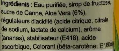 Lista de ingredientes del producto Boisson à l'Aloe Vera Saveur Ananas Vera, CMBev 50 cl