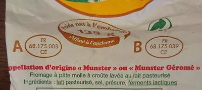 Lista de ingredientes del producto Munster  