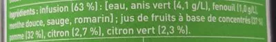 Lista de ingredientes del producto Ze fresh touch anis vert et fenouil Les 2 Marmottes 50 cl