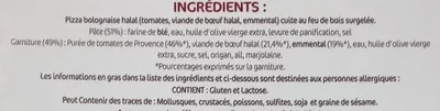 Lista de ingredientes del producto La Pizza Bolognaise halal Sans marqueManosque 400 g